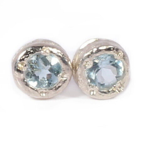 Silver Cyclone Sky Blue Topaz Stud Earrings