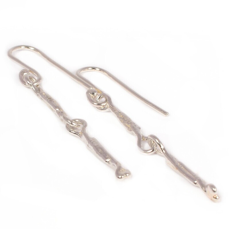 Silver Double Hairpin Drop Earrings
