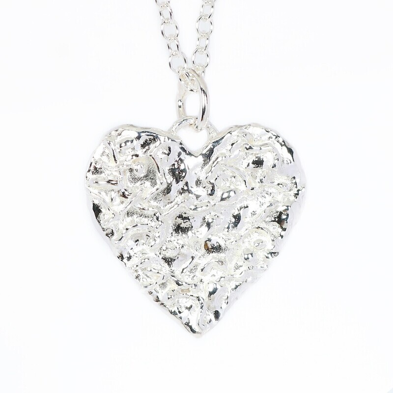 Silver Filigree  Heart Pendant and Chain (30mm width)