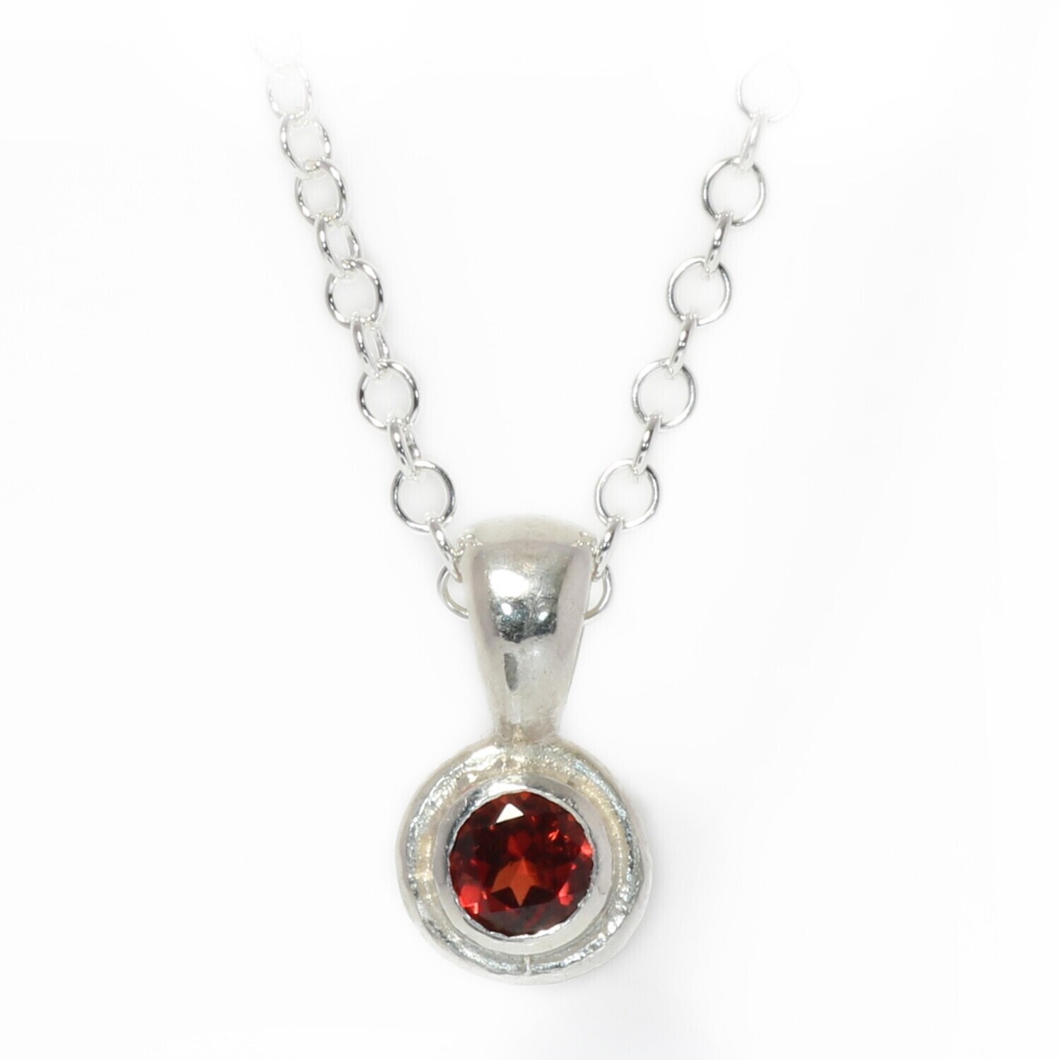 Silver Garnet Cyclone Pendant &amp; Chain