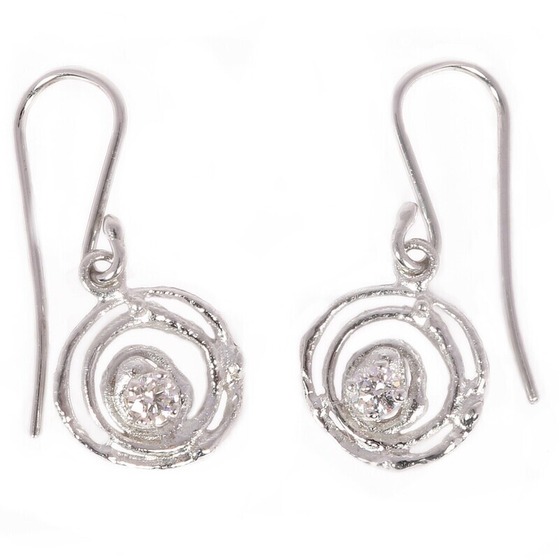18ct White Gold Claw Set Diamond Montana Swirl Drop Earrings