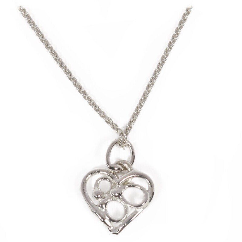 9ct White Gold Open Fused Heart Pendant (13mm wide)