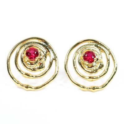 18ct Gold Ruby Montana Swirl Stud Earring