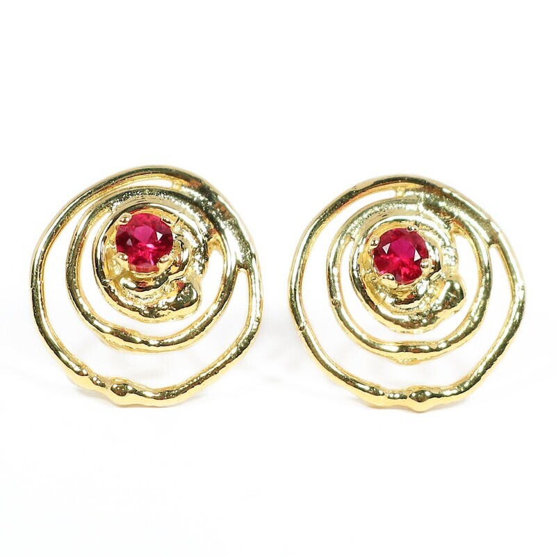 18ct Gold Ruby Montana Swirl Stud Earring