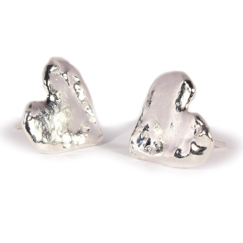 Silver Heart Stud Earrings (15mm wide)