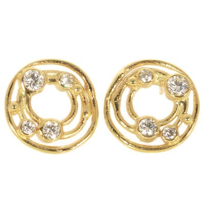 18ct Gold Diamond Cyclone Stud Earrings