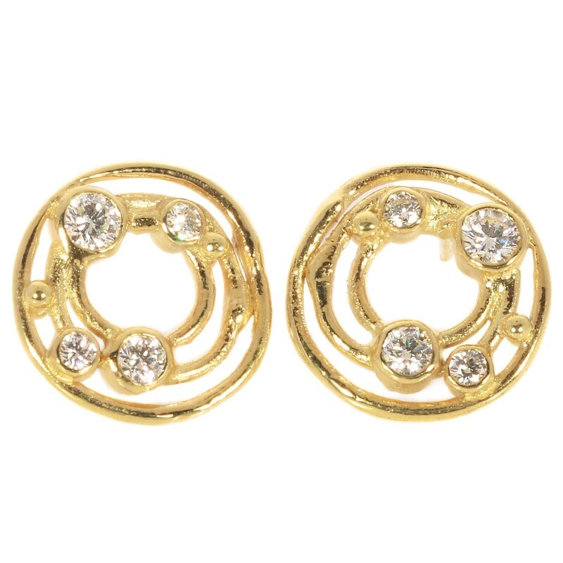 18ct Gold Diamond Cyclone Stud Earrings