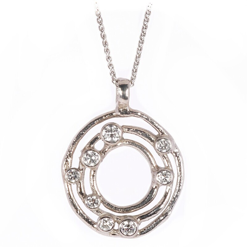 18ct White Gold Cyclone 3 Diamond Pendant