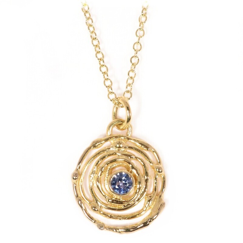 9ct Gold Blue Sapphire Large Montana Swirl Pendant