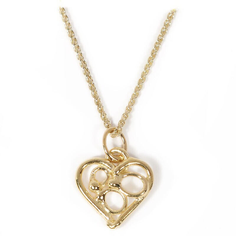 9ct Gold Open Fused Heart Pendant (13mm wide)