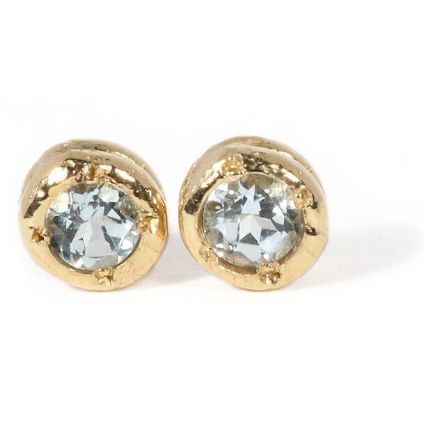 9ct Gold Sky Blue Topaz Cyclone Stud Earrings