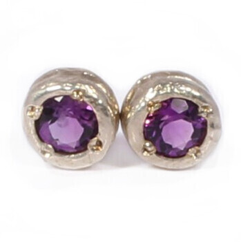 Silver Amethyst Cyclone Stud Earrings