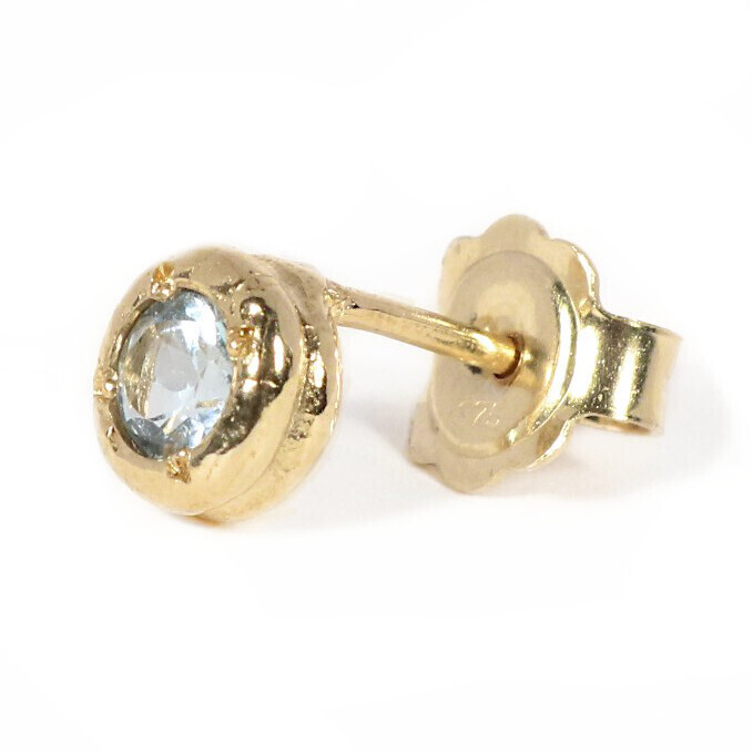9ct Gold Sky Blue Topaz Cyclone Stud Earrings