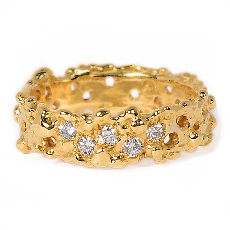 18ct Gold Narrow Filigree Diamond Ring