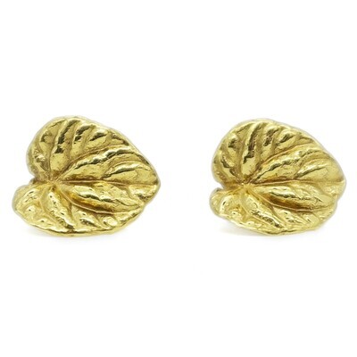 18ct Gold Violet Leaf Stud Earrings