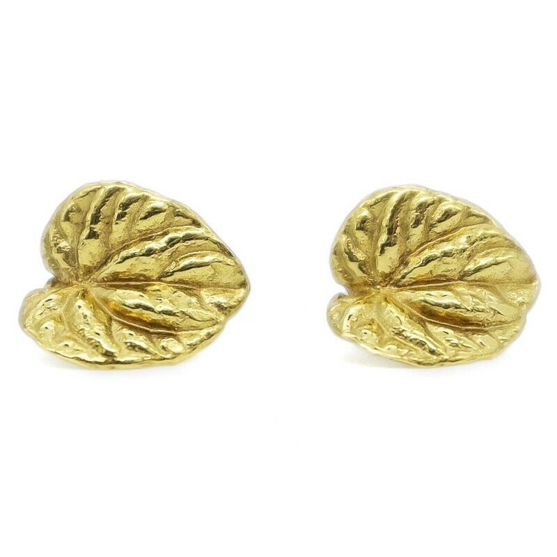 18ct Gold Violet Leaf Stud Earrings