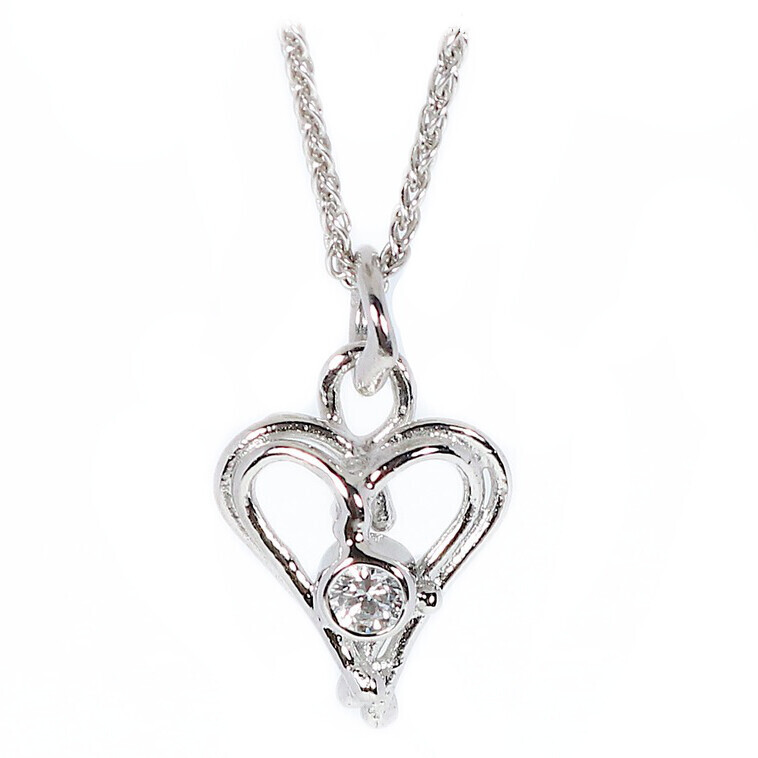 18ct White Gold Diamond Open Wire Heart Pendant
