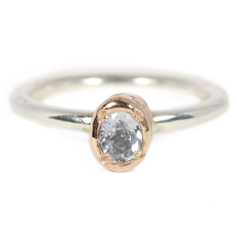 Silver &amp; 18ct Rose Gold Oval Blue Sapphire Tutti Fruiti Ring