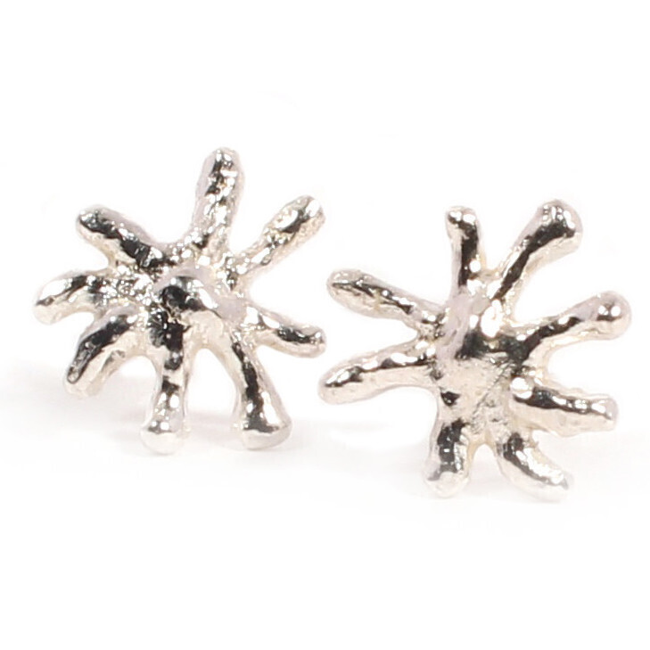 Silver Coral Stud Earrings (10mm wide)