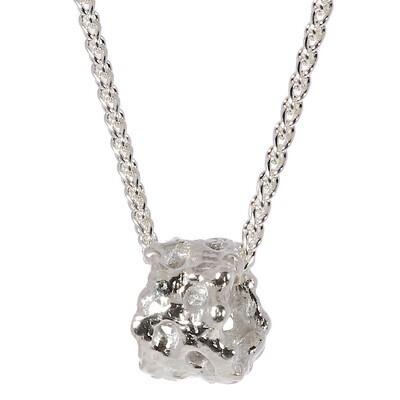 Silver Filigree Scrunchie  Pendant &amp; Chain