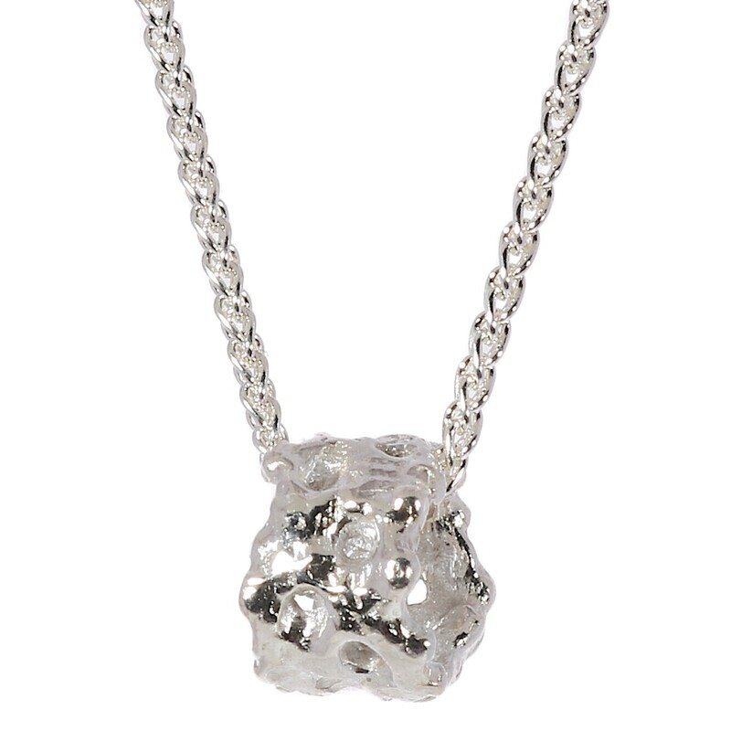 Silver Filigree Scrunchie  Pendant &amp; Chain