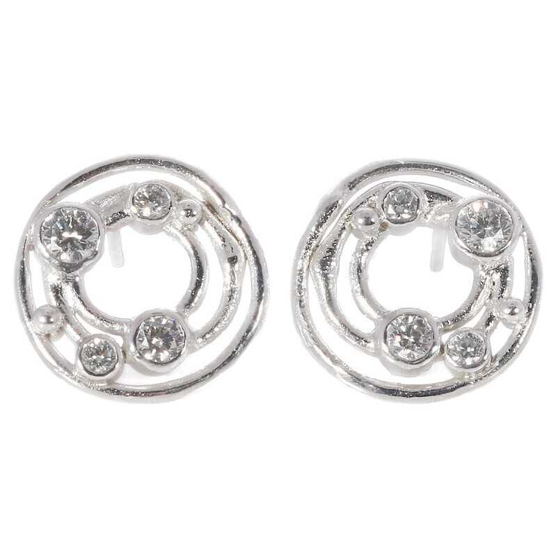 18ct White Gold Cyclone 3 Diamond Stud Earrings