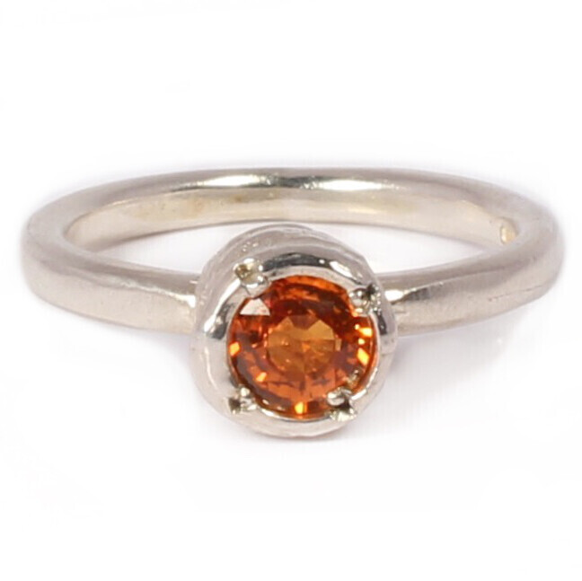 Silver 5mm Orange Sapphire Tutti Fruiti Ring