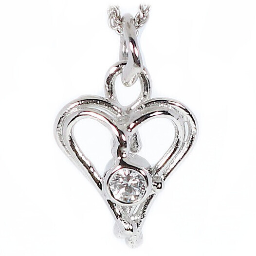 18ct White Gold Diamond Open Wire Heart Pendant