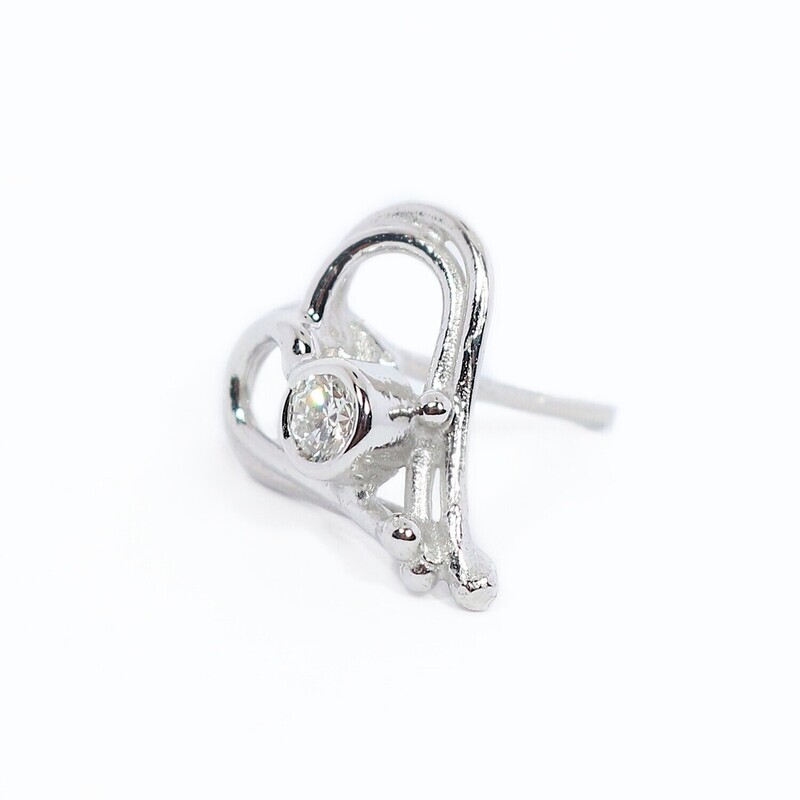 18ct White Gold Diamond Open Wire Heart Stud Earrings