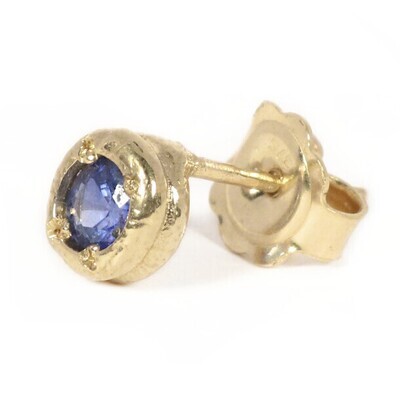 9ct Gold Blue Sapphire Cyclone Stud Earrings