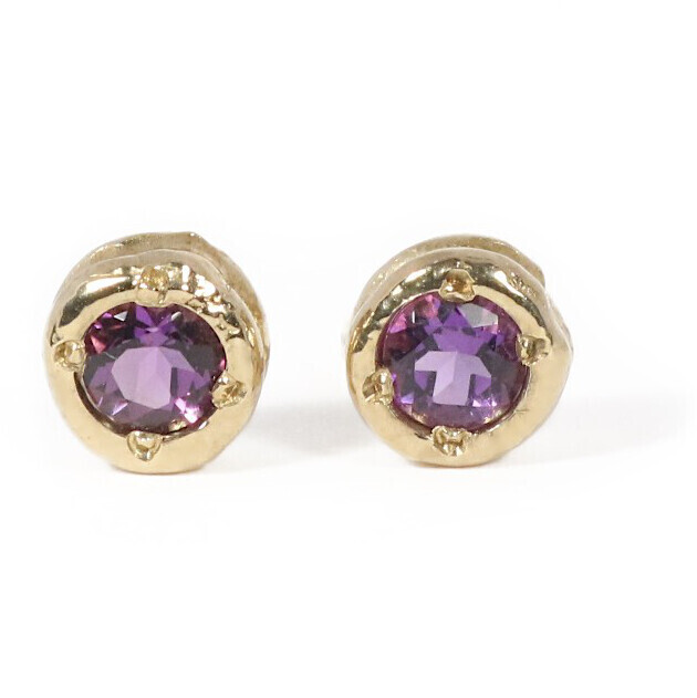 9ct Gold Amethyst Cyclone Stud Earrings