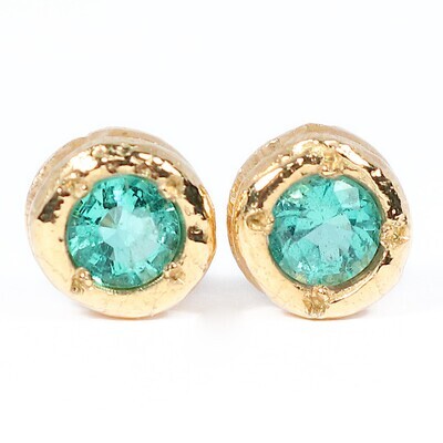 9ct Gold Emerald Cyclone Stud Earrings
