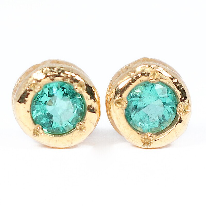 9ct Gold Emerald Cyclone Stud Earrings