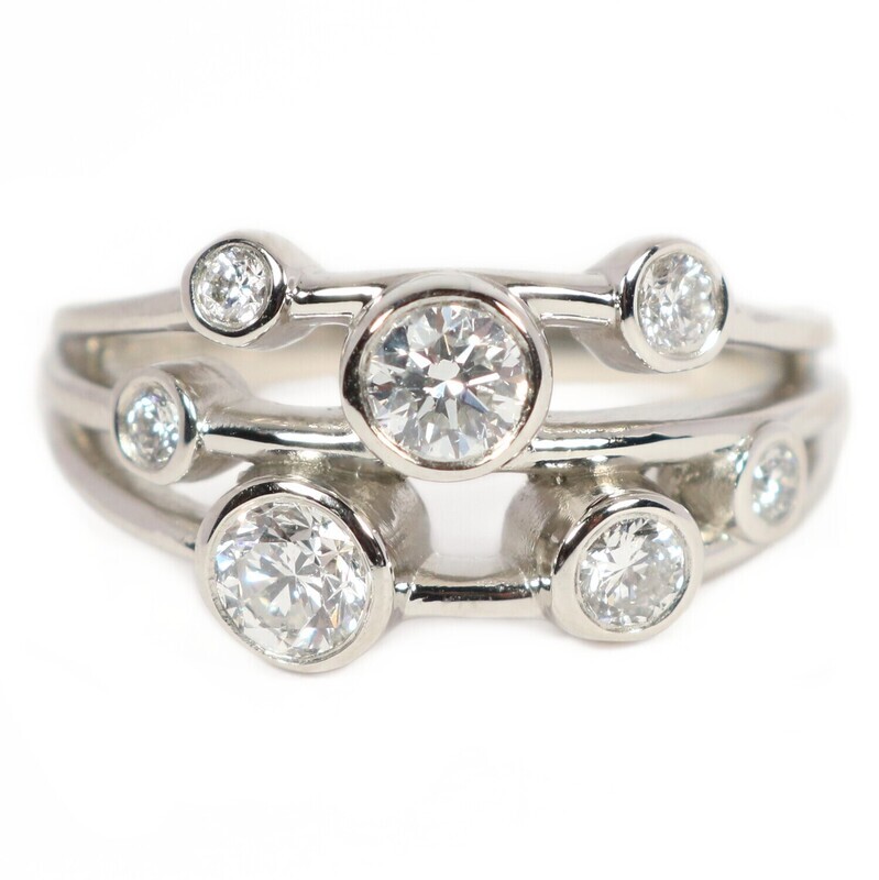 Platinum 0.75ct Diamond Seven-Stone Polished Twister Ring