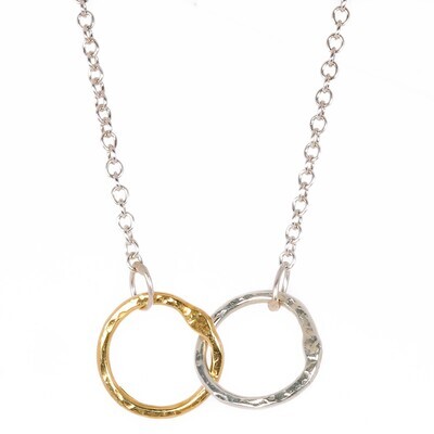Silver &amp; 14ct Gold 15mm Cyclone 2 Necklace