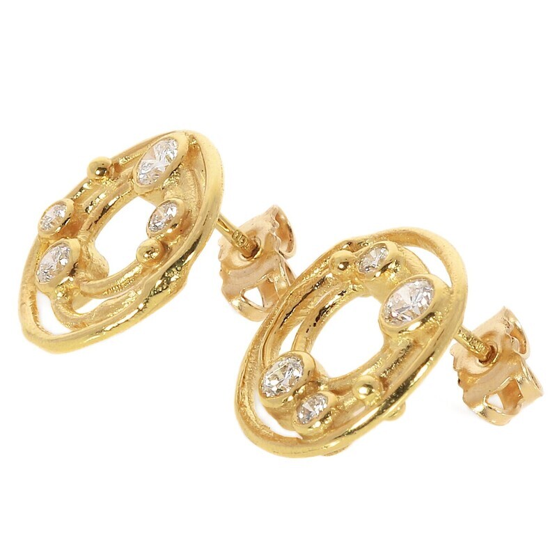 18ct Gold Diamond Cyclone Stud Earrings