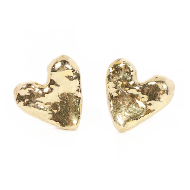 9ct Gold Heart Stud Earrings (10mm wide)