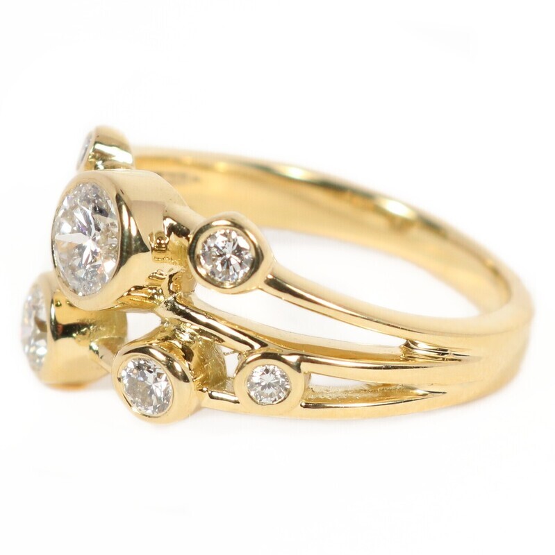 18ct Gold 1.00ct Diamond Seven-Stone Polished Twister Ring
