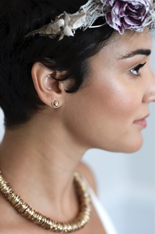 18ct Gold Diamond Pucci Stud Earrings