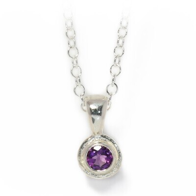 Silver Amethyst Cyclone Pendant &amp; Chain