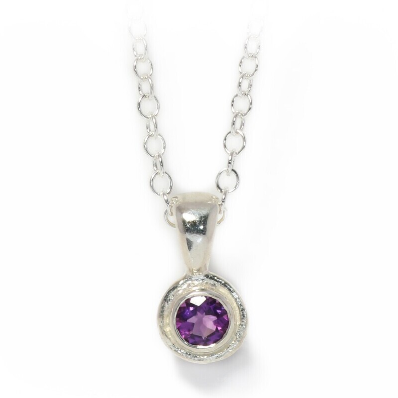 Silver Amethyst Cyclone Pendant &amp; Chain