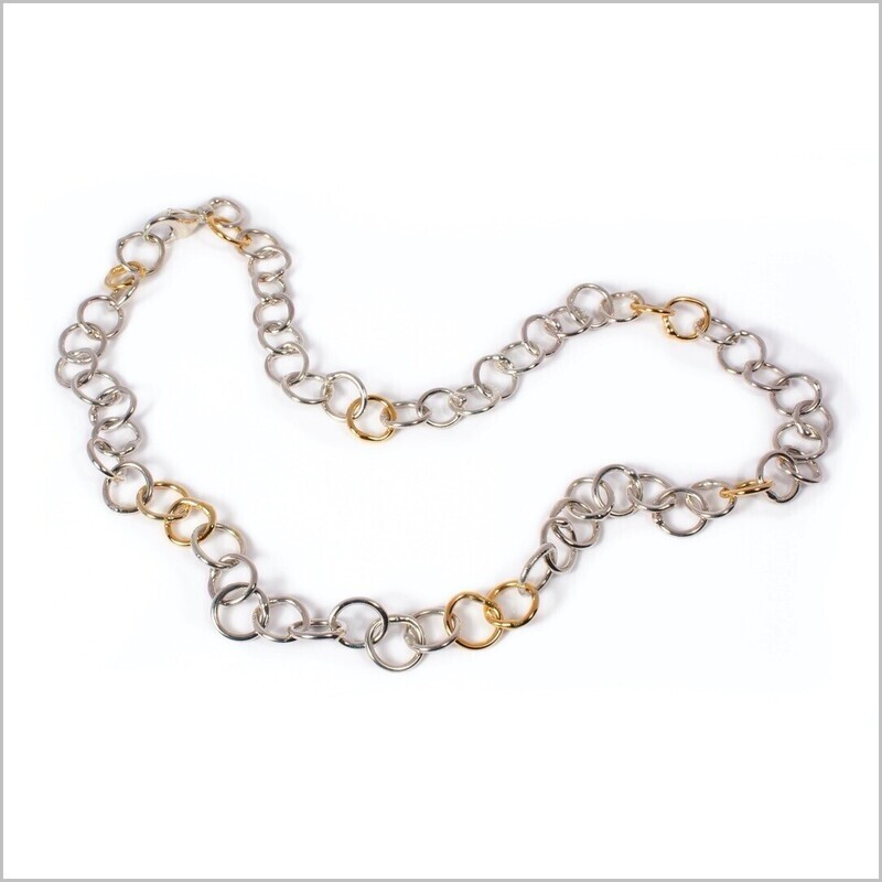 Silver &amp; 14ct Gold Original Jane Watling Fine Fused Chain 18"