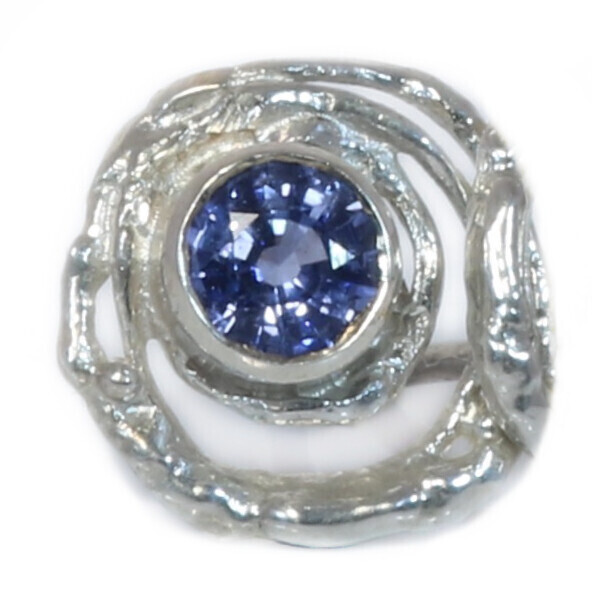 Silver Blue Sapphire Montana Swirl Stud Earrings  (13mm diameter)