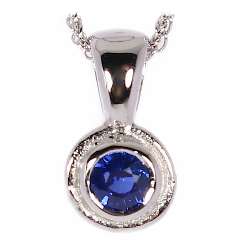 18ct White Gold Blue Sapphire Cyclone Pendant