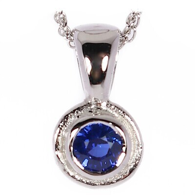 18ct White Gold Blue Sapphire Cyclone Pendant