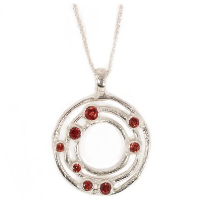 Silver Garnet Cyclone 3 Pendant