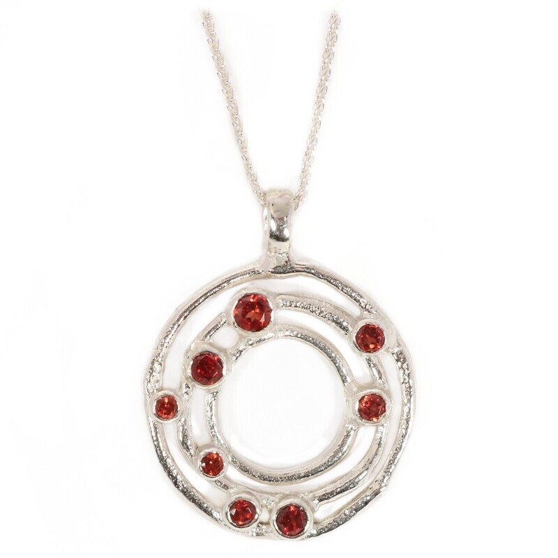 Silver Garnet Cyclone 3 Pendant