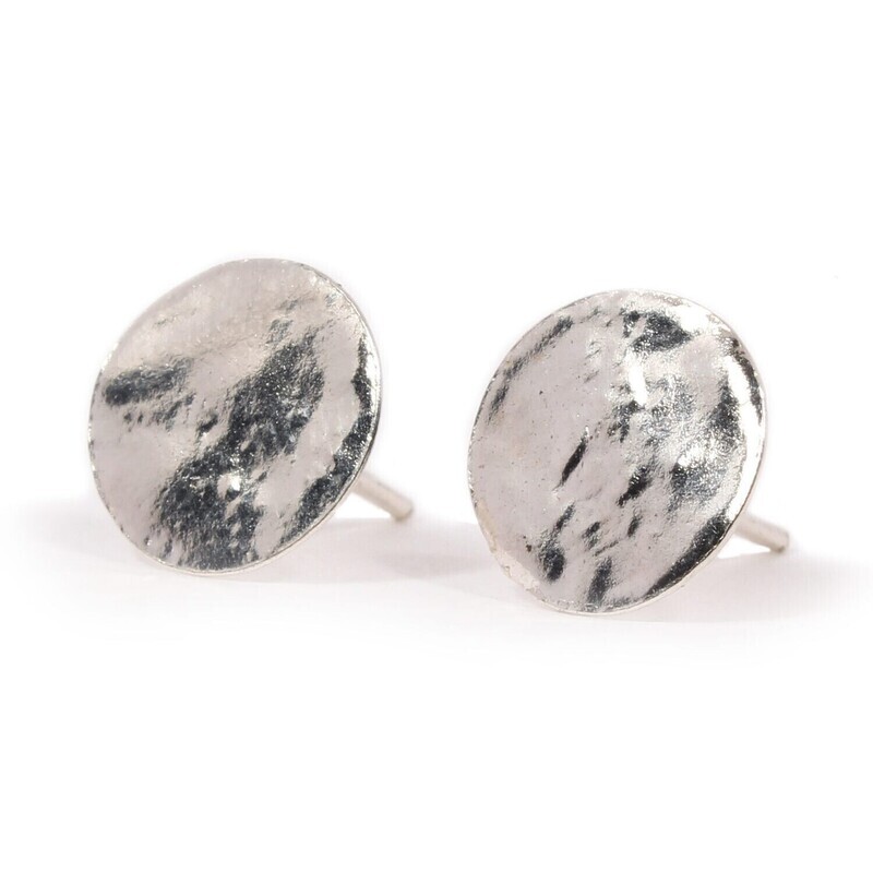 Silver Disc Stud Earrings (11mm diameter)