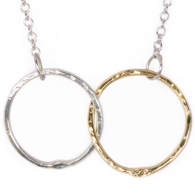 Silver &amp; 14ct Gold 20mm Cyclone 2 Necklace