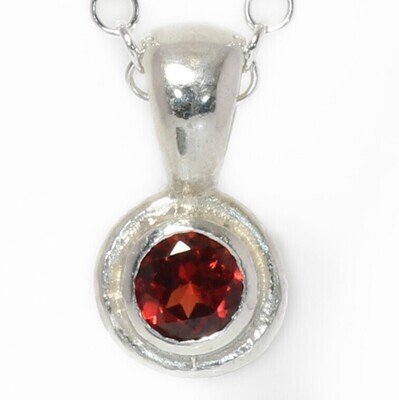 Silver Garnet Cyclone Pendant &amp; Chain